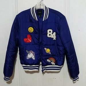 Blue emoji coat size S